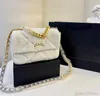 CC19Bag Designer torba na ramię luksusowe torba crossbody łańcuch mody torba komunikatorów luksusowe torebki lady sprzęgło wełniane na drutach złoto i srebrna torebka łańcucha 25*15 cm