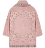 Kobiety Jumn Winter Designer Pink Color Cashmere Cardigans Wysoka jakość Jacquard Tassel Pas Pas Patle Patrz C907