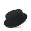 Sombrero de lana de 100% para niños, sombrero de pastel de cerdo para niña, Fedora negra para niños, bombín plano, Porkpie, Top de ala ancha de Jazz, Hats248S