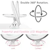 Kompakta speglar 10x LED -ljus Makeup Mirror Lamp förstoring Batteri bärbar hand Vanity Glass Mini Miroir Badrum Kosmetisk badsugning Cup 230823