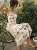 Lässige Kleider floraldruckarmes ärmellose Kleid für Frau Sommer Tube Rückenless Slip Elegant Long weibliche 2023 Urlaub Hip Package Robe