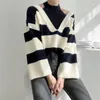 Pulls pour femmes Mode coréenne Lâche Stiped V-Col Pull Femmes Printemps Été Dames Sexy Casual Pull surdimensionné en gros