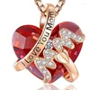 Kedjor Ihues Luxury Heart Red Crystal Pendant Necklace For Women Fashion Jewelry Anniversary Birthday Mother Day Gift