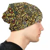 Basker gustav klimtinspired kvinna i guldskallies mössor kepsar vinter stickade hattar unisex färgglada målning konst bwarm onnet