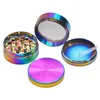 50mm 4 camadas Rainbow Color Herb Grinder Alloy Alloy Zinc Metal Tobacco Grinders Fumanadores de especiarias Acessórios para fumantes TH1089