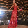 Abiti casual 2023 anni Abito da bendaggio in pizzo rosso da donna senza maniche da donna Elegante Elegante Show Evening Party Adatto