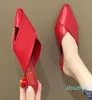 Robe chaussures Cresfimix femmes bout pointu rouge pu cuir haut talon pour été dame fête boîte de nuit pompes noires Zapatos Dama