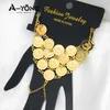 Charmarmband Ayong Turkish Coin Armband 18K Gold Plated Dubai Arabiska kedja Finger Bangle Muslim Islamic Woman Party Event Accessories Gift 230822