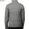 Herentruien Vintage Cardigans Men Cotton Sweater Lange mouw Heren Stand Kraag Losse vaste knop Toppen Fit Casual 230822