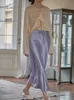 Faldas Faldas elegantes para mujer Moda coreana Falda alineada de seda satinada Oficina Negro Champán Faldas largas de verano Moda para mujer 230823