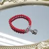 Braccialetti di fascino lii ji bracciale rosso bracciale rosso cinnabar fragola di fragole rame sacchetto per la fortuna di rame 7 '' 17 cm