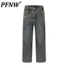 Men S Jeans Pfnw High Street Trendy Myanie w trudnej sytuacji Patchwork Prosta talia Raw Edge Design Loose Denim Pants 12Z4176 230823