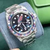 Diamond Mens Watch Automatic Mechanical Movement 40mm rostfritt stål Strap Montre de Luxe Fashion Wristwatch Red Watches