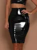 Kjolar cuhakci hög midja kjol damer mini blyerts kjolar svarta glänsande kvinnor sexig röd kvinnlig klubb elegant bodycon 230822