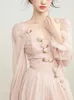 Mousseline de soie Floral élégant doux Dres Flare manches Vintage Mini robe dames hors épaule fée fête été 230808