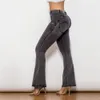 Shascullfites Melody Stretch Jeans Flared Pants Women Grey Slim Pants Sexy Women Casual Jeans Skinny Lift Butt Leggings