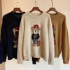 Amour doux dessin animé mignon petit ours laine jacquard mélangé tricoté pull à col rond en vrac automne hiver Ralphs Laurens pull à capuche designer 757