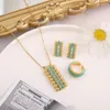 Necklace Earrings Set Elegant Exquisite Style Ring For Women Fashion Blue Turquoise Wedding Party Bridal Engagement Jewelry