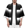 Ethnic Clothing Fashion Kimono Men Women Gradient Printed Cardigan Haori Obi Asian Clothes Harajuku Japanese Style Tops