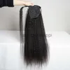 Perruques synthétiques Kinky Straight Ponytail Cheveux Humains 65g100g145g Enrouler autour du clip en queue de cheval Naturel Noir Remy Indien Yaki Cheveux x0823