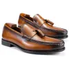Scarpe eleganti scarpe da uomo in pelle formale rotonda -Tasella testata in pelle genuina scarpe da uomo comode scarpe mocassini fatti a mano Scarpe da sposa 230822
