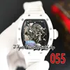 Z 055 Japan Miyota Automatic Movement Mens Watch White Ceramic Case Skeleton Dial Blue inner ring Rubber Strap 2023 Latest version eternity Sport Wristwatches