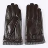 Fünf Fingerhandschuhe echte Lederhandschuhe für Männer Männliche Schafsleder -Touchsbildschirm Winter warmer Windschutz Fäustlinge Fahren Motorrad -Motorrad -Handschuhe 230822 230822