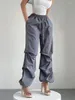 Women's Pants American Cargo Women Summer Jazz Dance Wide Leg Pleated Loose Casual Fashion 2023 M953