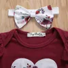 Conjuntos de ropa para niñas recién nacidas de 0 a 24 meses, ropa de verano, pelele con estampado de corazón y volantes, pantalones cortos con estampado de flores, diadema con lazo