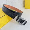 Luxury F Belt Mens Designer Belts Genuine Leather Reversible Waistbands Cowskin Stylish Silver Buckle Waistband For Men 40mm With Box -24