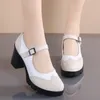 Mulheres genuínas 510 Correia de fivela de couro Mary Janes Plataforma Bombas de salto alto vestido Retro Senhoras Sapatos de casamento 230822