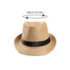 Wide Brim Hats Bucket Fashion Men Straw Hat For Women Summer Trendy Beach Sun Solid Color Fedoras Ribbon Casual Cowboy Jazz Cap Gangster Male 230822