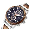 Nya män tittar på modevattentät handgjorda Pure Wood Leisure Sports Gifts Chronograph Wood Wristwatch191g