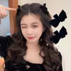 ヘッドウェアヘアアクセサリーブラックベルベットボウヴィンテージサイドバンズヘアピン女性プリンセスヘッドグラブクリップヘッドドレスクリップ230823