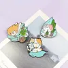 Broches pour femmes et hommes, dessin animé chat Animal plante drôle, Badge et épingles pour vêtements, sacs, décor, mignon émail en métal, bijoux cadeau pour amis, vente en gros