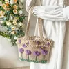 Evening Bags Handmade Women Shoulder Bag Cotton Thread Crocheted Tulip Flower Ladies Purses And Handbag With Lining Elegant Bolso Mujer