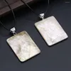 Pendant Necklaces 5PCS Wholesale Natural White Shell Cracked Rectangular Necklace For Woman Jewelry Ornament Charm Gift