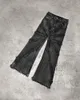 Dżinsy męskie gotyckie wzór ulicy sens amerykański retro niski talia prosta dżinsy Raw Edge Do Old Tie Casual Decadent Dżinsy Pants 230822