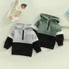 Vestes Citgeett printemps enfant bébé garçon filles automne hiver sweat contraste couleur à manches longues fermeture éclair capuche pull vêtements 230822