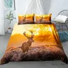 Bedding sets Winter Snow Deer Printed Bedding Sets 3D Deer Duvet Cover And case 2/3Pcs Duvet Cover Set Home Textile R230901