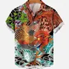 Koszulki męskie Camisa Hawaiana de Manga Corta para hombre nieformalny Talla Grande con estampado Grulla Playa 2023