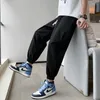 Men's Pants 2023 Summer Fashion Linen Thin High Waist Lace Up Panel Pocket Loose Casual Sports Trend Cropped Leggings