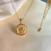 Pendant Necklaces Ins Stainless Steel Hollow Sun Necklace For Women Girls Vintage Sunshine Happy Face Fashion Jewelry Gift