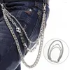 Belts Adjustable HipHop Gothic Jeans Pants Heavy Duty Waist Hook 3 Layer Punk Skull Keychains Wallet Chain Link Coil