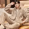 Men's Sleepwear Autumn Winter Su Velveteen Pajamas Sets Male Coral Fleece Pijama For Men Loune Suits Omewear Fasion