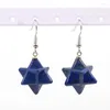 Boucles d'oreilles pendantes plaqué argent, symbole Merkaba, pointe étoile, Quartz cerise, goutte Lapis Lazuli, bijoux métaphysiques