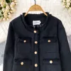 Frauenwolle Mischungen Herbst Winter Tweed Jacke Frauen O-Neck einzelner Brenne Longleved Coat Korean Casual Fashion Button Solid Color Outwear 230823