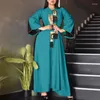 Etnisk kläder Fashion Sequin Patchwork blossade ärm Abaya Dubai Muslimska kvinnor Loose Robe Party Bankett Maxi Dress Eveing ​​Gown Kaftan