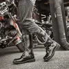 Stiefel Herren Leder Motorrad Midcalf Militär Kampf Gothic Gürtel Punk Männer Taktische Armee Stiefel Stahl Kappe Schuhe 230823