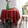 테이블 천을 간단한 면화 린넨 식탁보 둥근 평범한 단색
